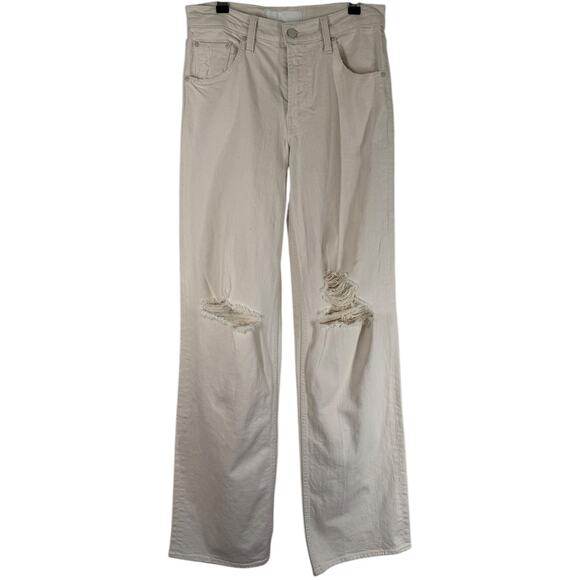 NWT Mother Superior Down Low Spinner Heel Natural Acts Cream Wide Leg Jean 26 - Picture 5 of 16